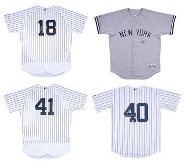 Lot of (4) New York Yankees Signed Replica Jerseys Including Miguel Andujar, Luis Severino X2, and Didi Gregorious (JSA, Steiner & SGC)